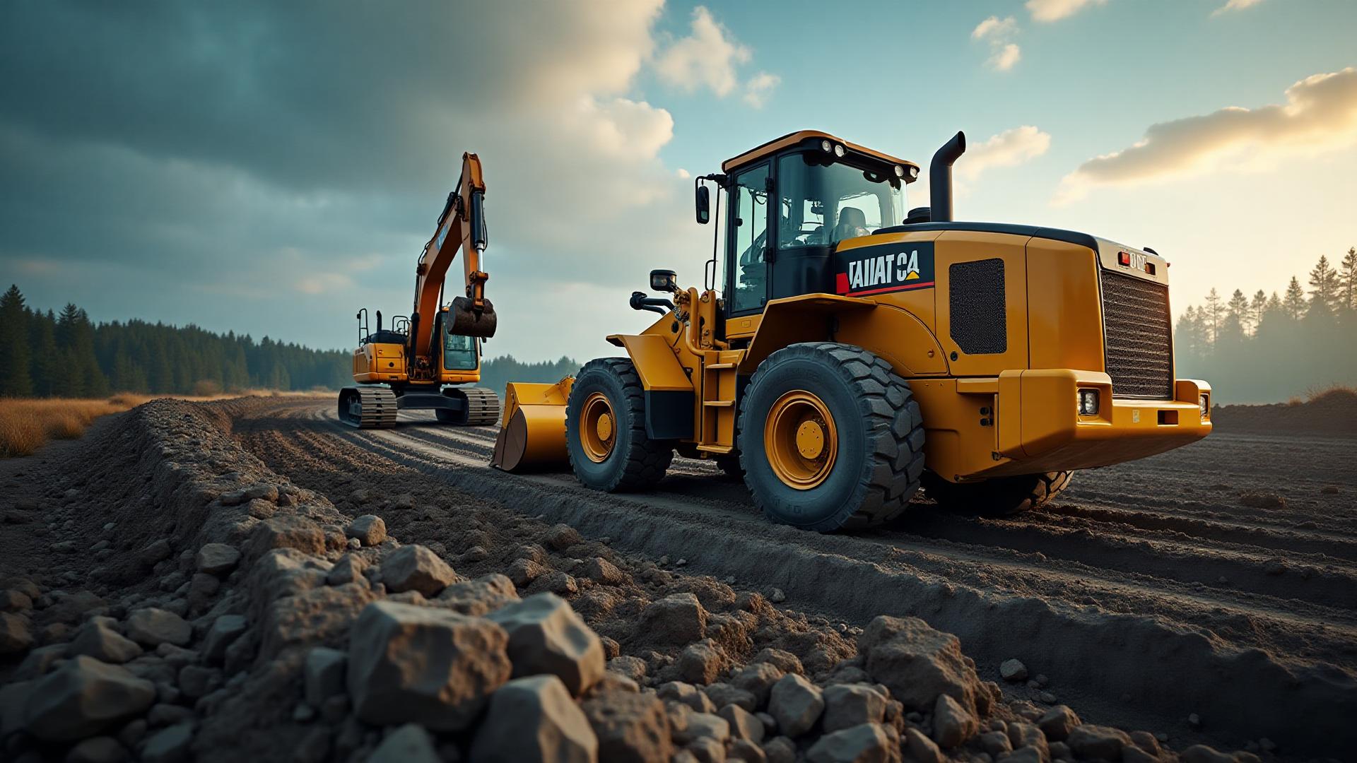 Construction site with heavy machinery